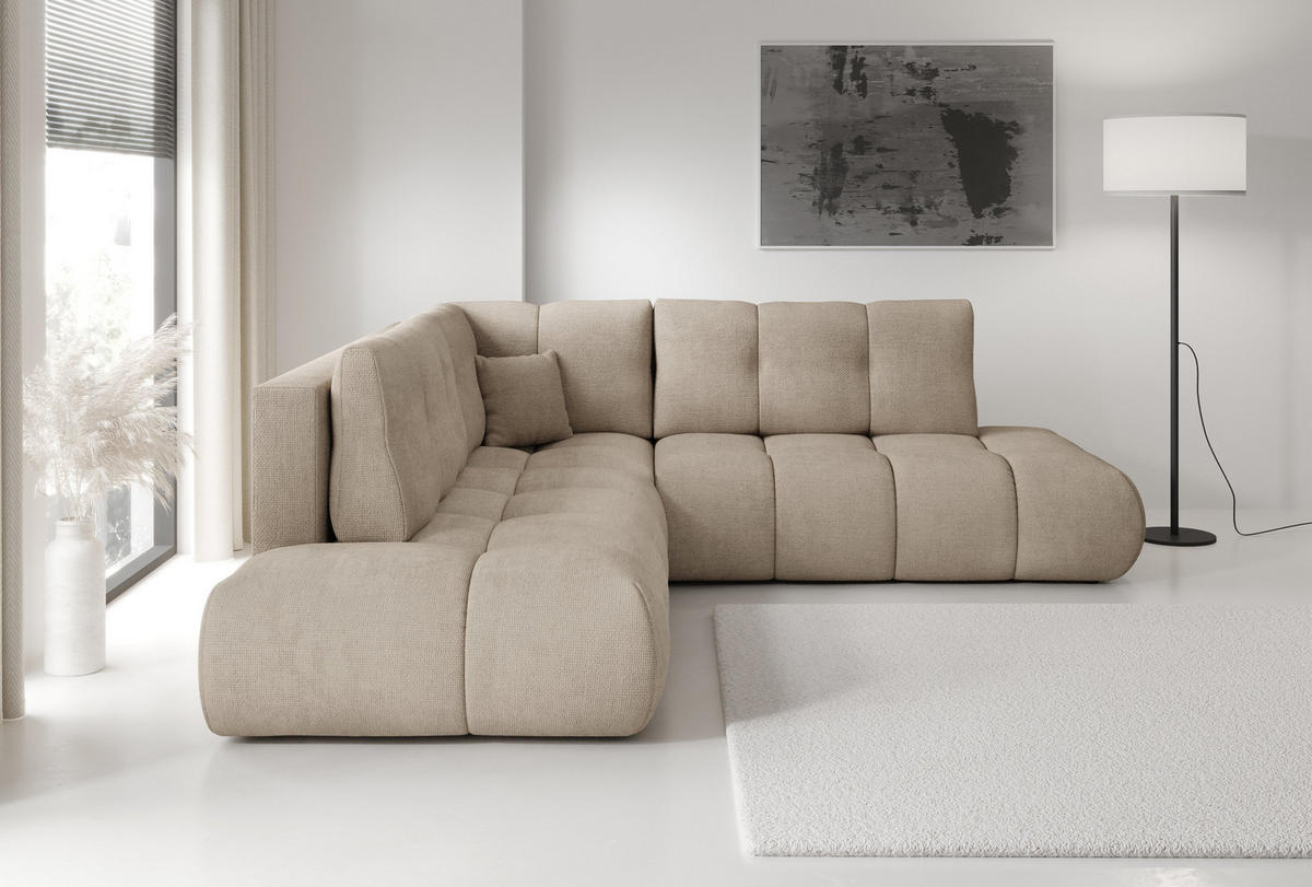 ECKSOFA DUCA II L-S Grau Chenille mit Schlaffunktion - Grau, Holz (266.5/266.5cm) - MASSENO