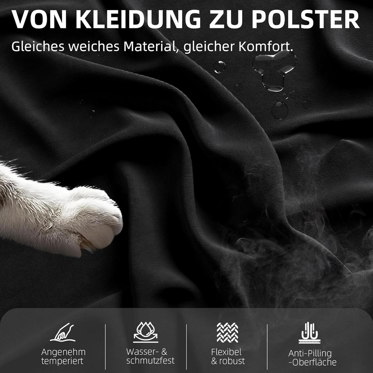 GAMING-STUHL Mikrofaser-Velours & Lendenkissen, Fußstütze 160° Neigbar - Schwarz, Leder (70/132/70cm)