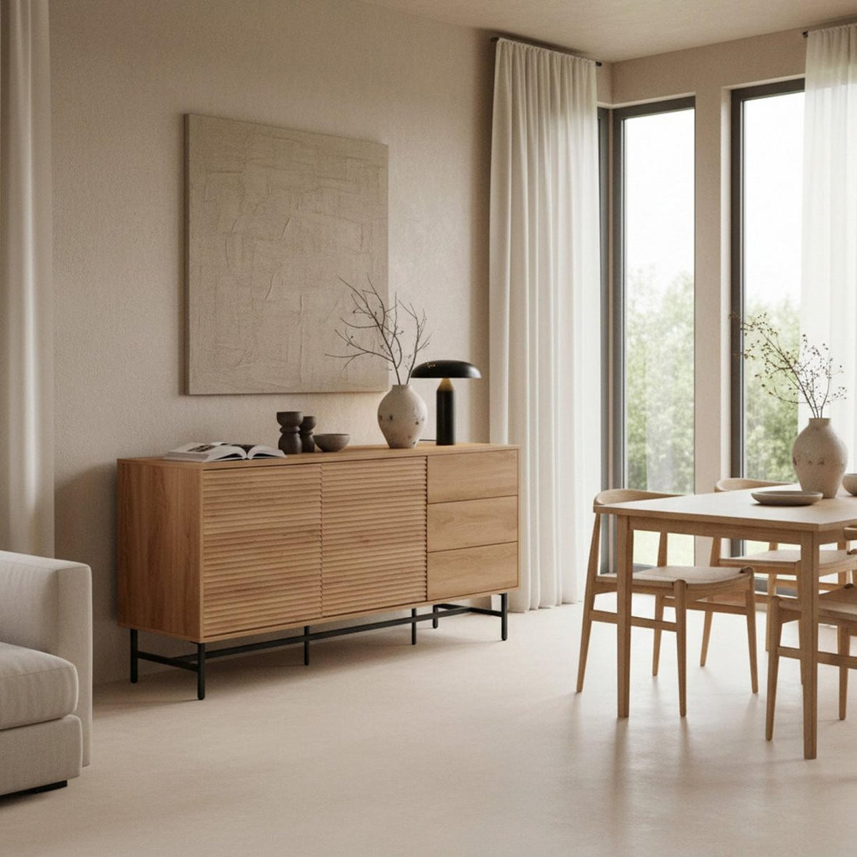 ANRICHTE NIEDRIGE Land Natürlich 150 cm x 78 cm - Naturfarben, Holzwerkstoff (150/78/40cm) - Klast Home