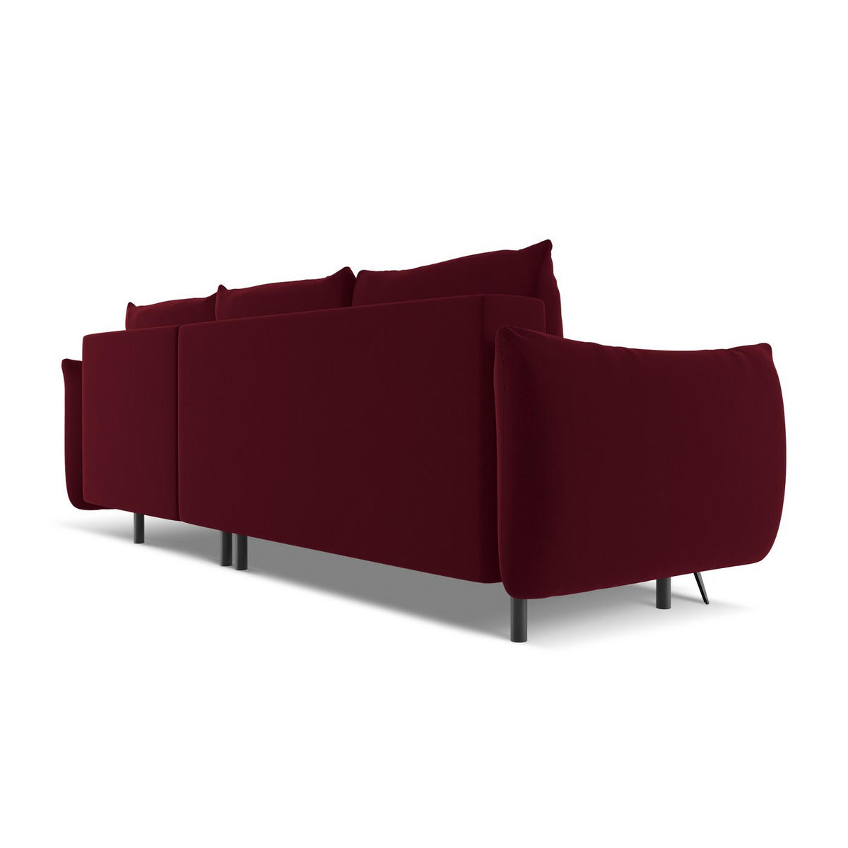 ECKSOFA mit Schlaffunktion Samt Stoff Rot - Bordeaux/Rot, Textil/Metall (242/162cm) - LaMiaSofa