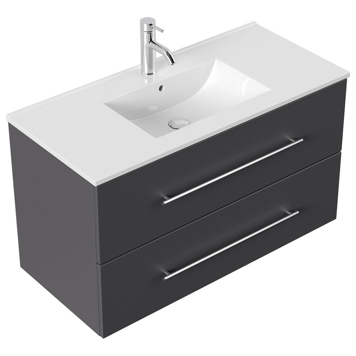 WASCHTISCH Hella-02 - Anthrazit, Holzwerkstoff (100/54/46cm) - Lomado