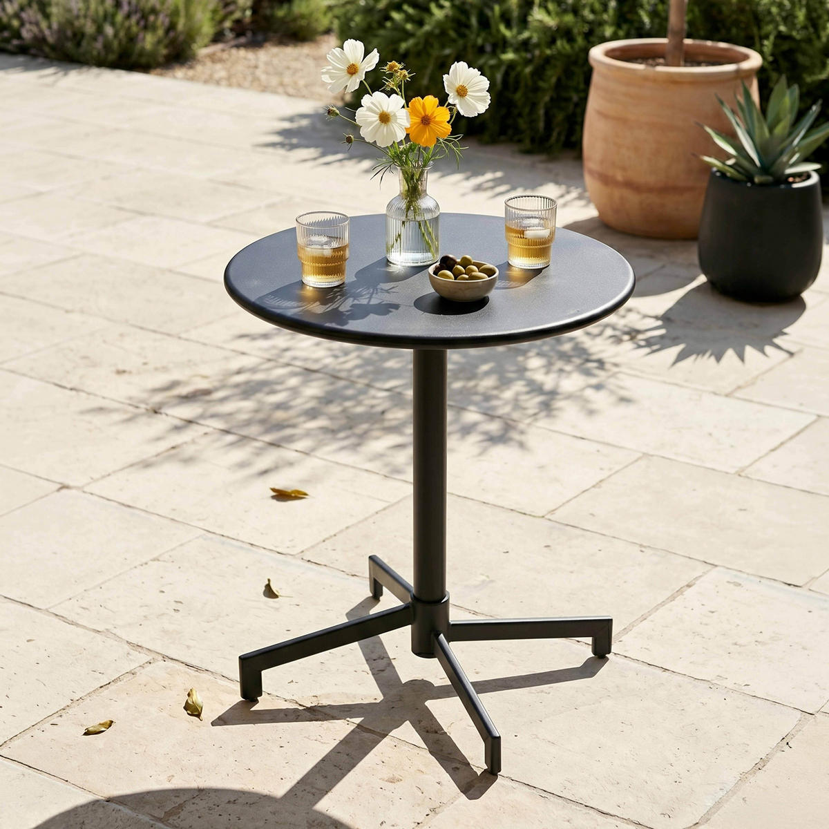 BISTROTISCH, Anthrazitgrau - Grau, Metall (70/70/72cm) - Oviala