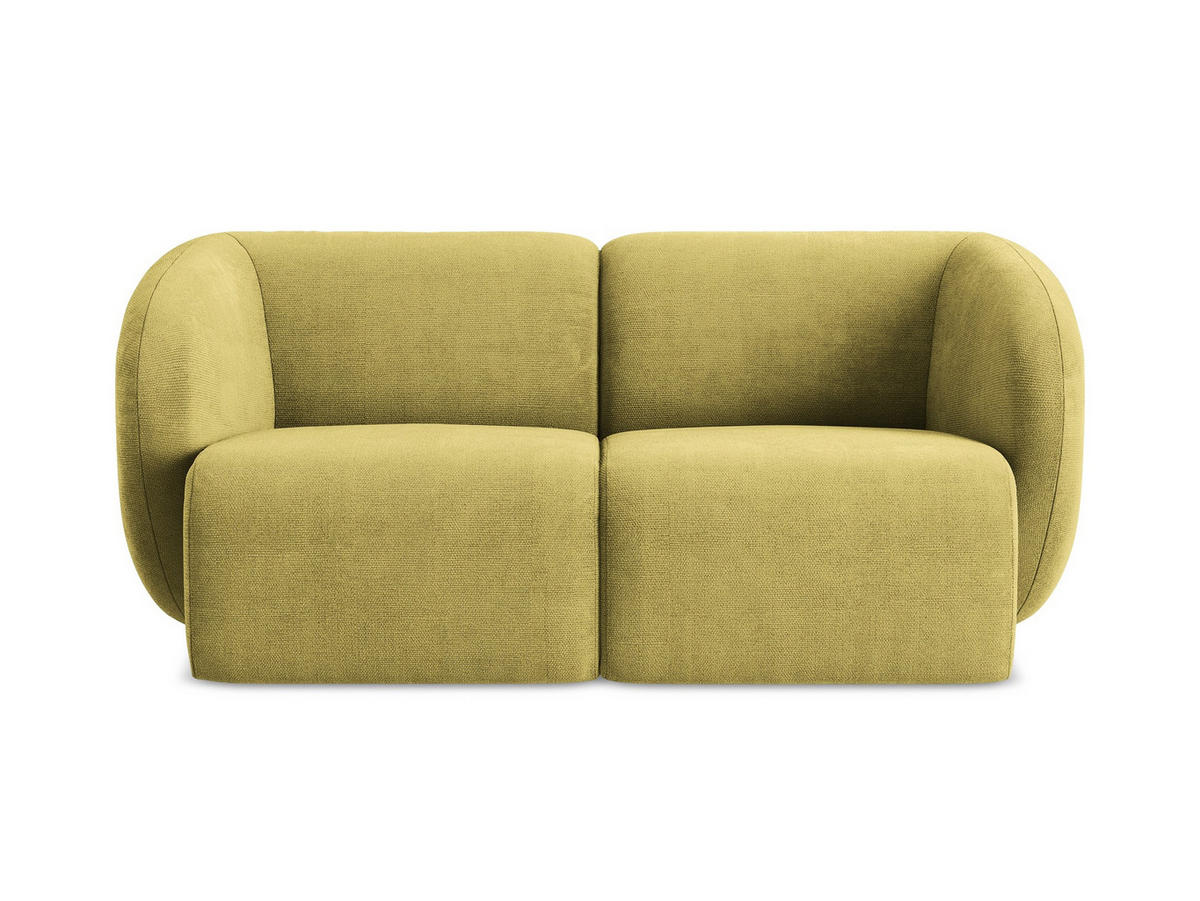 2-SITZER-SOFA Chenille Stoff Grün - Limette/Schwarz, Holzwerkstoff/Kunststoff (174/75/94cm) - Makamii