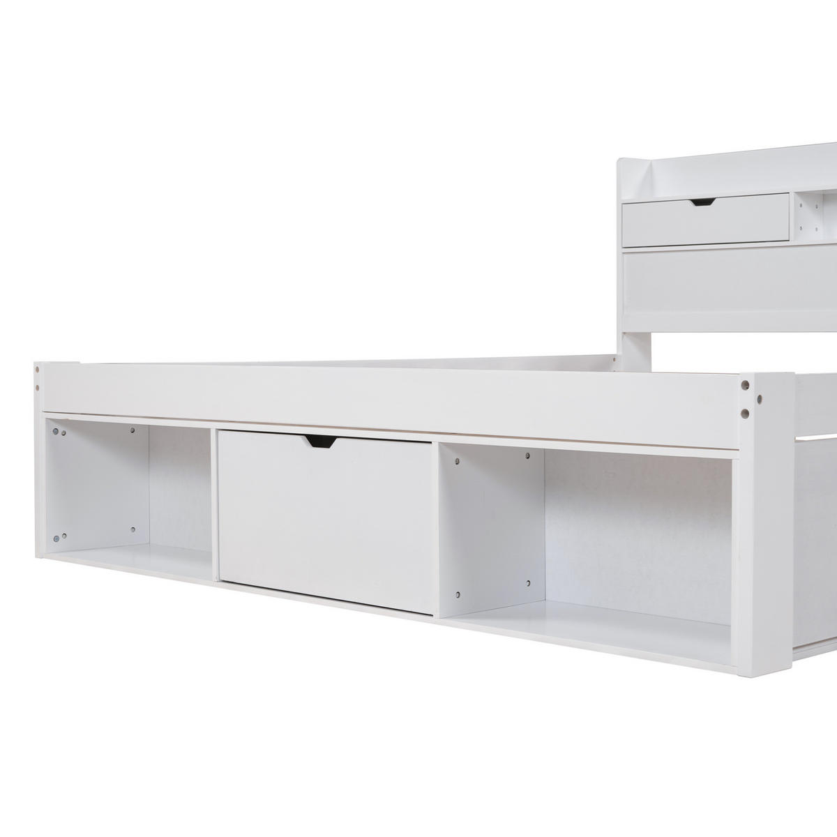 JUGENDBETT 140/190 cm mit USB, Typ-C, Schubladen und Stauraum, Weiß - Weiß, Holzwerkstoff (140/190cm) - Redom