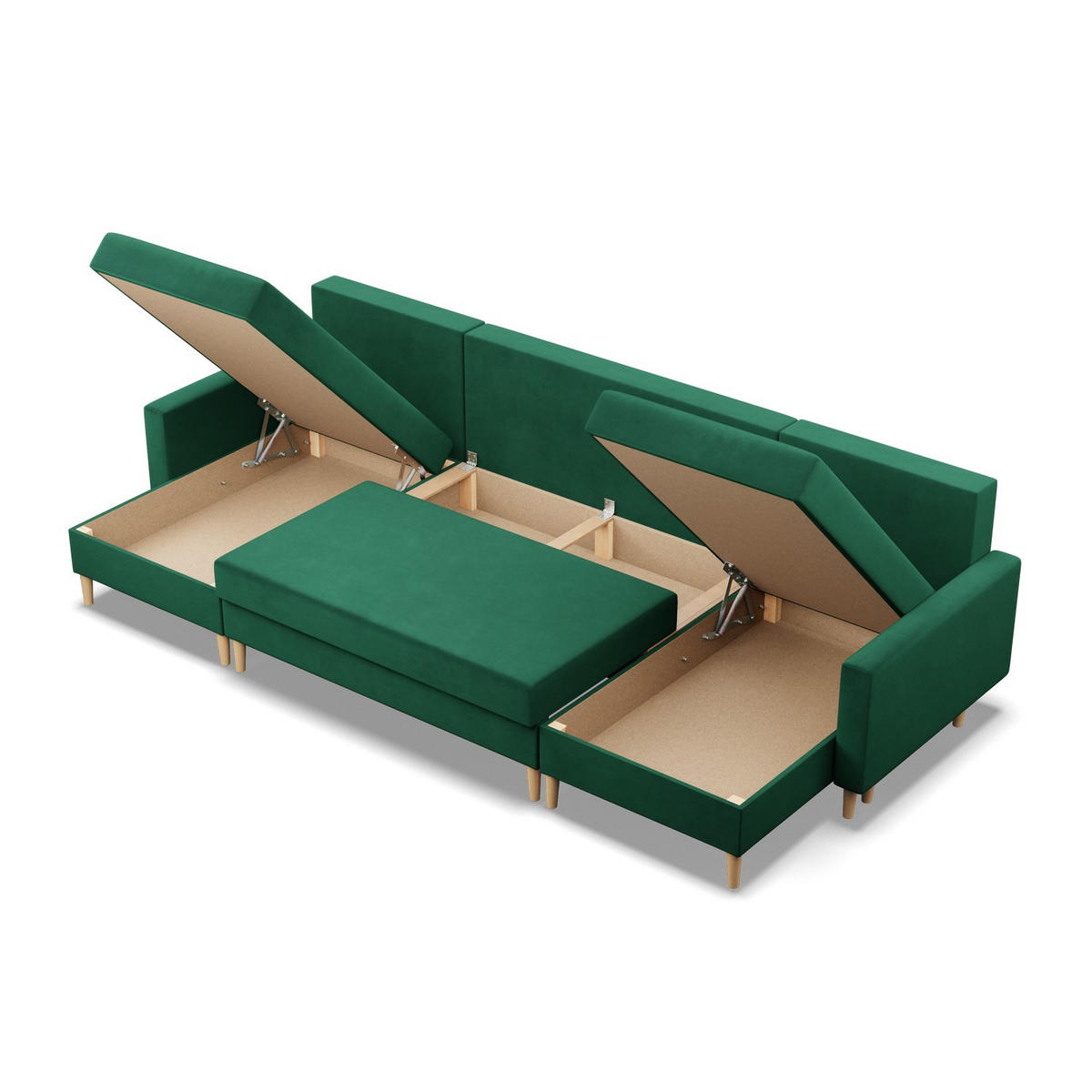 U-ECKSOFA MIT SCHLAFFUNKTION BLANK, Grün - Grün, Textil (294/88/140cm) - Mebligo