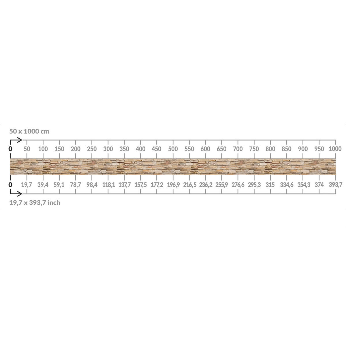BALKON SICHTSCHUTZ Asian Stonewall - Große helle Steinmauer aus wohnlichen Steinen 100/50 cm - Beige, Kunststoff (100/50cm) - Bilderwelten