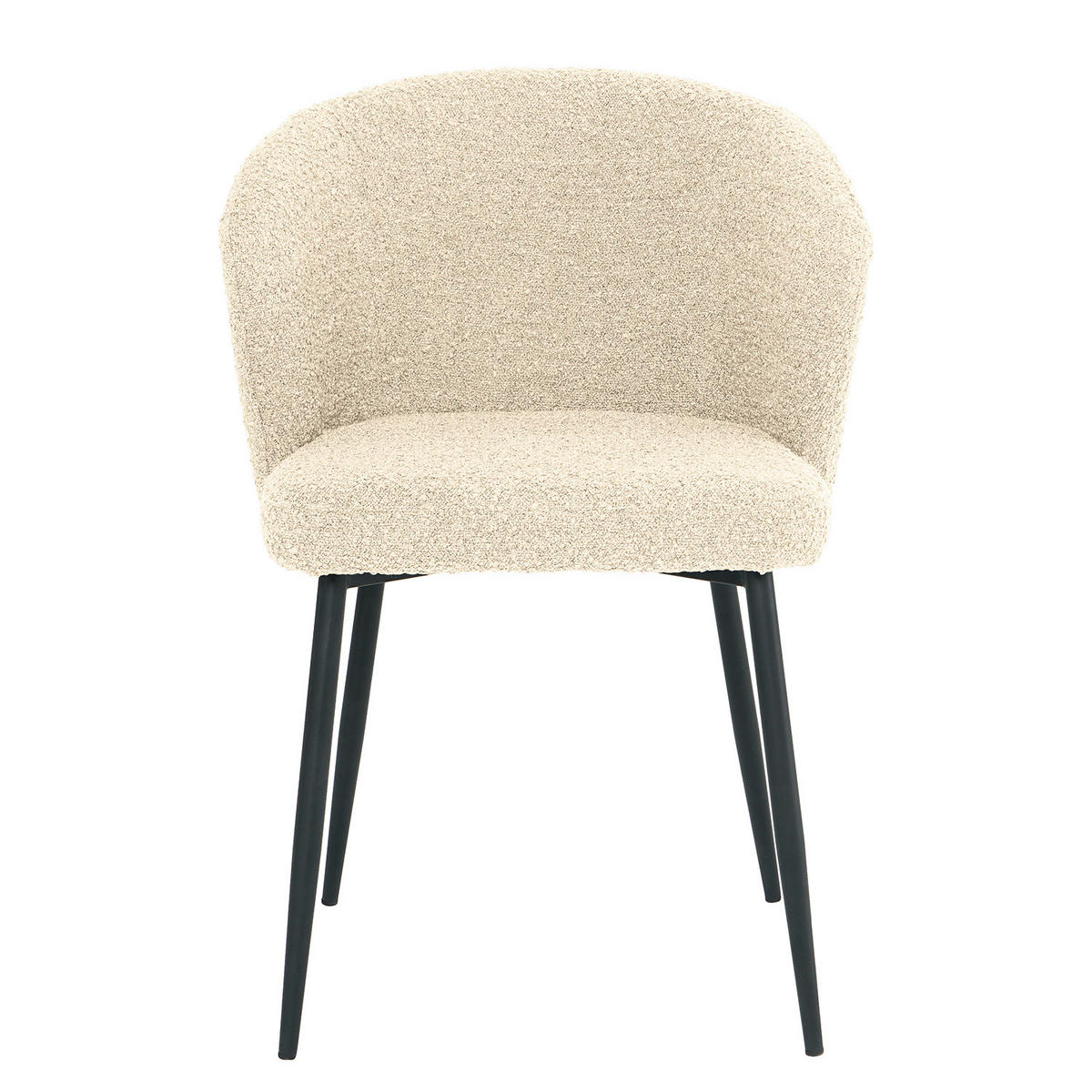 POLSTERSTUHL - Bouclé / Eisen, 2er-Set - Creme/Schwarz, Textil (57/80/60cm) - home24