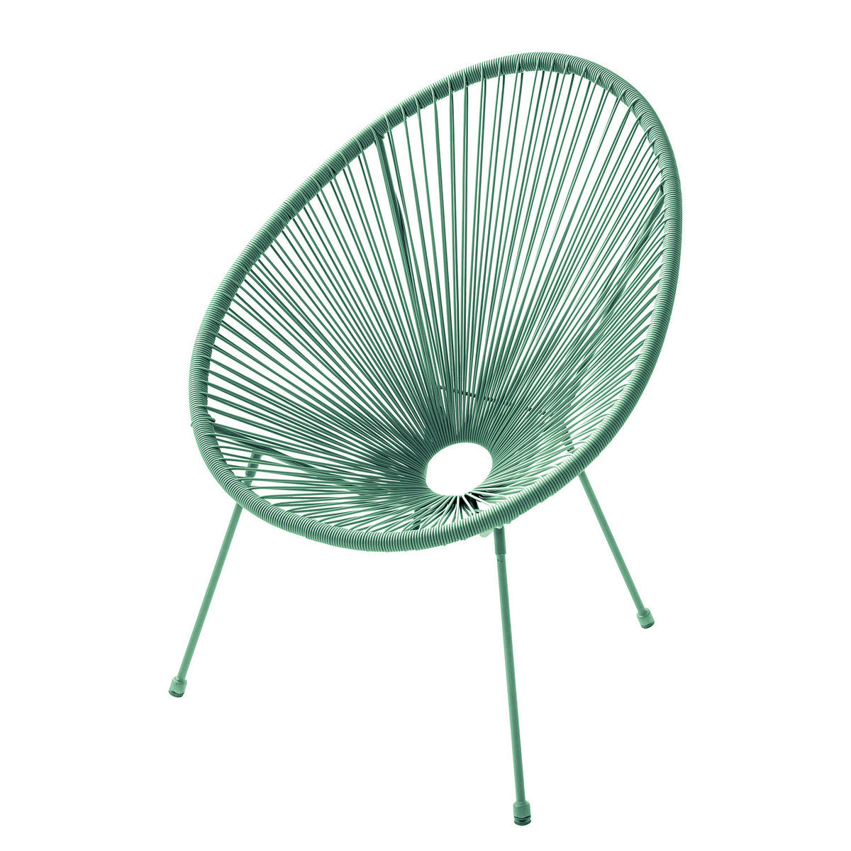 SITZGRUPPE - Stahl / Polyrattan - 3-teilig - Mintgrün, Naturmaterialien/Glas - home24