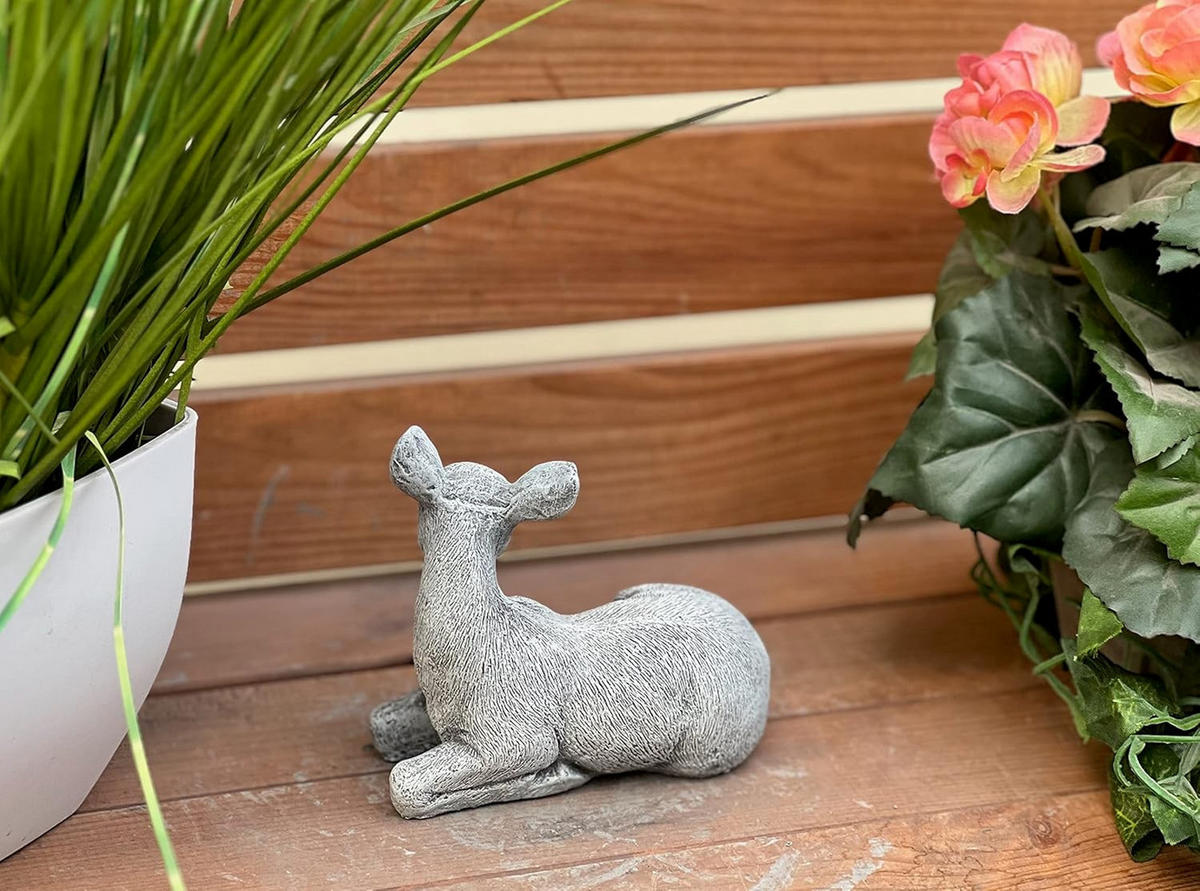 STEINFIGUR Reh klein frostfest Steinguss - Grau, Stein (12/11/6cm) - stoneandstyle