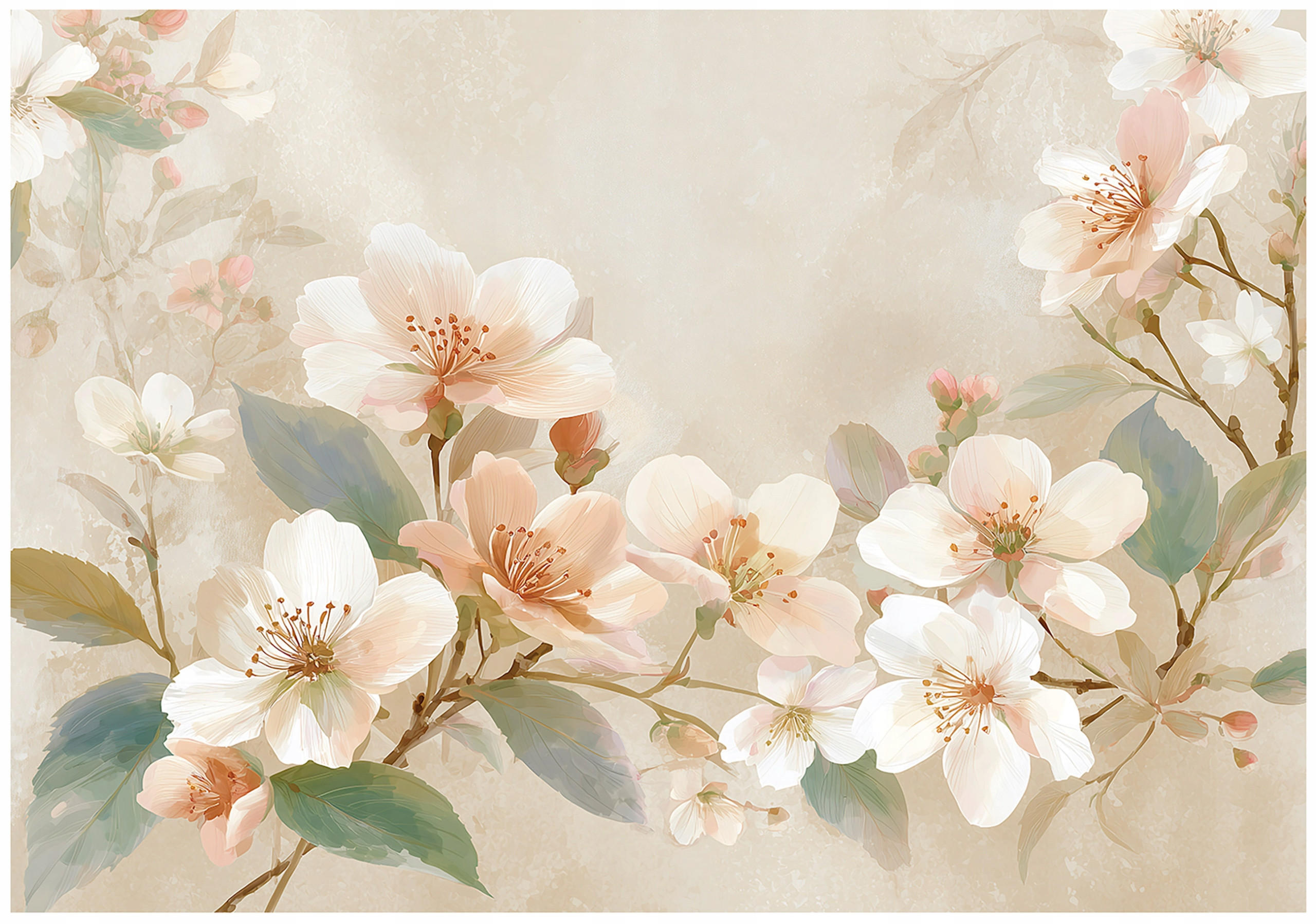 FOTOTAPETE Blumen Beton Beige 250x175 cm - Multicolor, Papier (250/175cm) - Wallarena