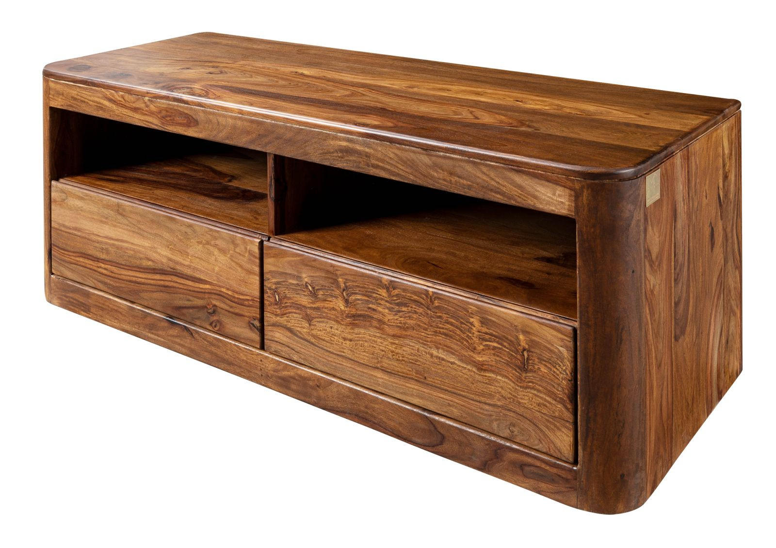 TV-BOARD Sheesham 128x50x49 walnuss gewachst TORONTO #207 - Walnussfarben, Holz (128/49/50cm) - Massivmoebel24