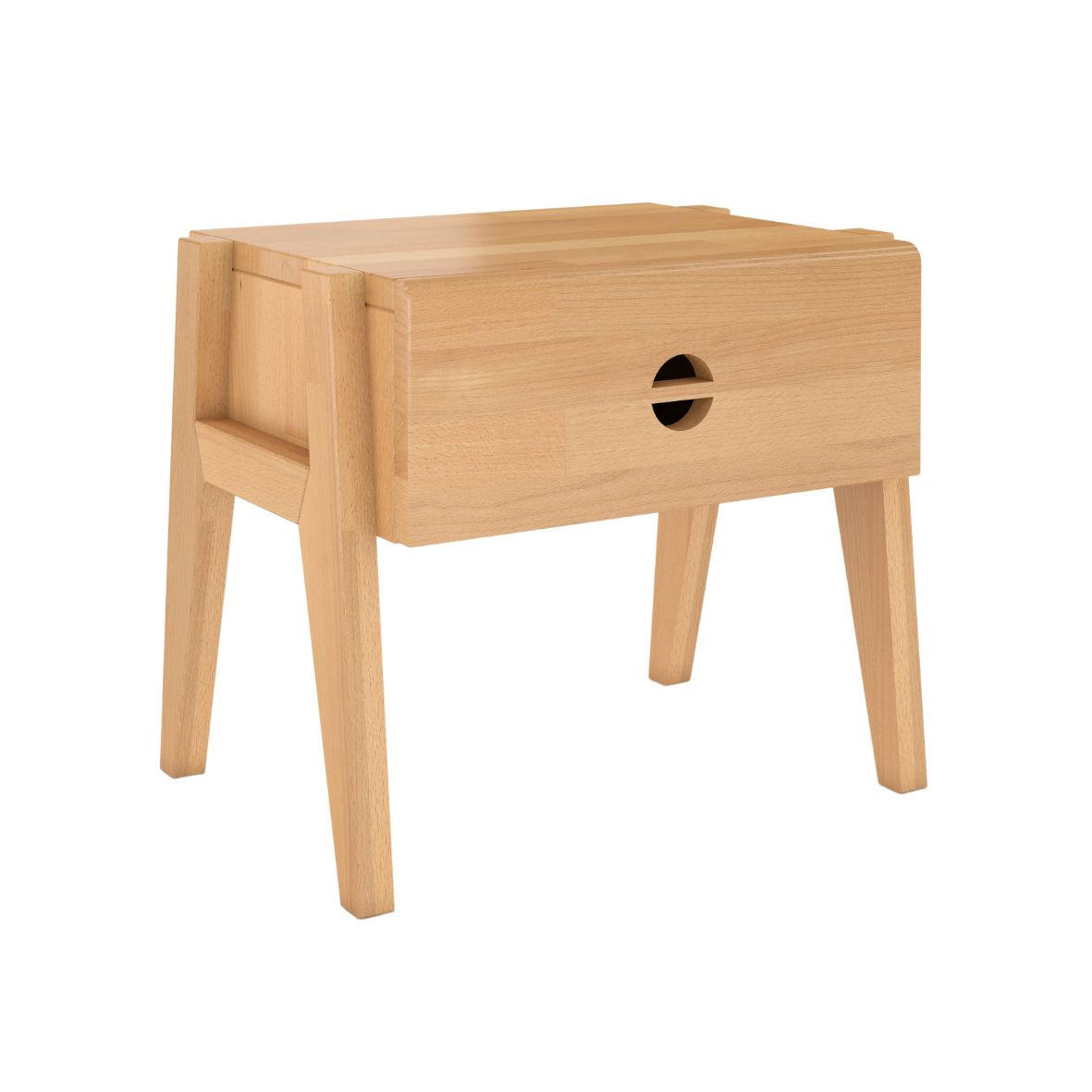 MASSIVHOLZNACHTTISCH Radom mit Schublade, Buche - lackiert, Naturfarben - Buchefarben, Holz/Buchenholz (45/41/34cm) - Visby