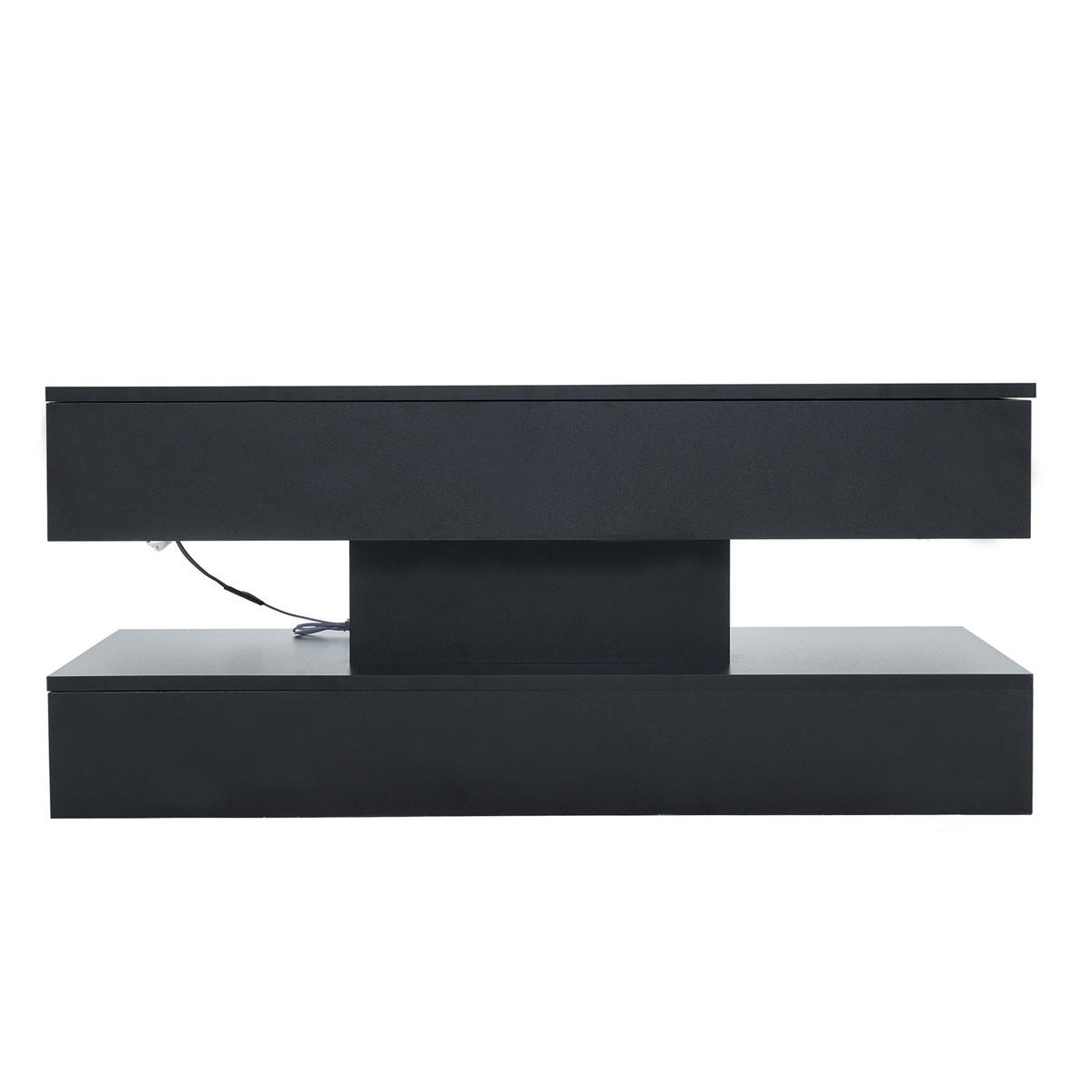 COUCHTISCH aus Spanplatte 100x50x42 cm Schwarz mit höhenverstellbarer Tischplatte, LED-Beleuchtung und verborgenem Stauraum - Schwarz, Holzwerkstoff (100/50/42cm) - Modfu