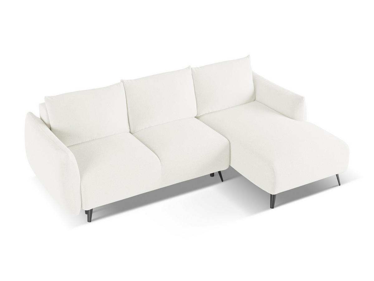 ECKSOFA mit Schlaffunktion Chenille Stoff Weiß - Schwarz/Weiß, Textil/Metall (242/162cm) - Makamii