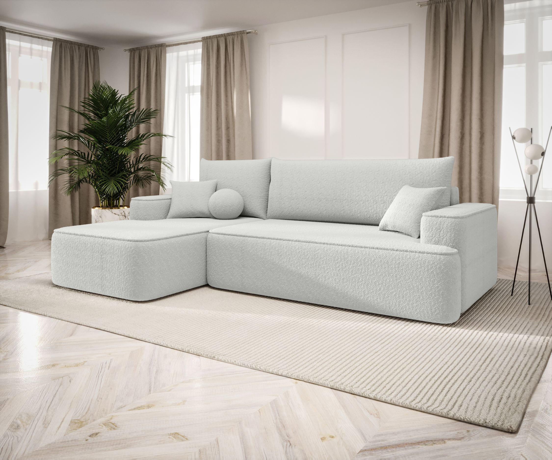 ECKSOFA mit Schlaffunktion FIGO Quelle 01 Links - Weiß, Textil (250/150cm) - Bedante