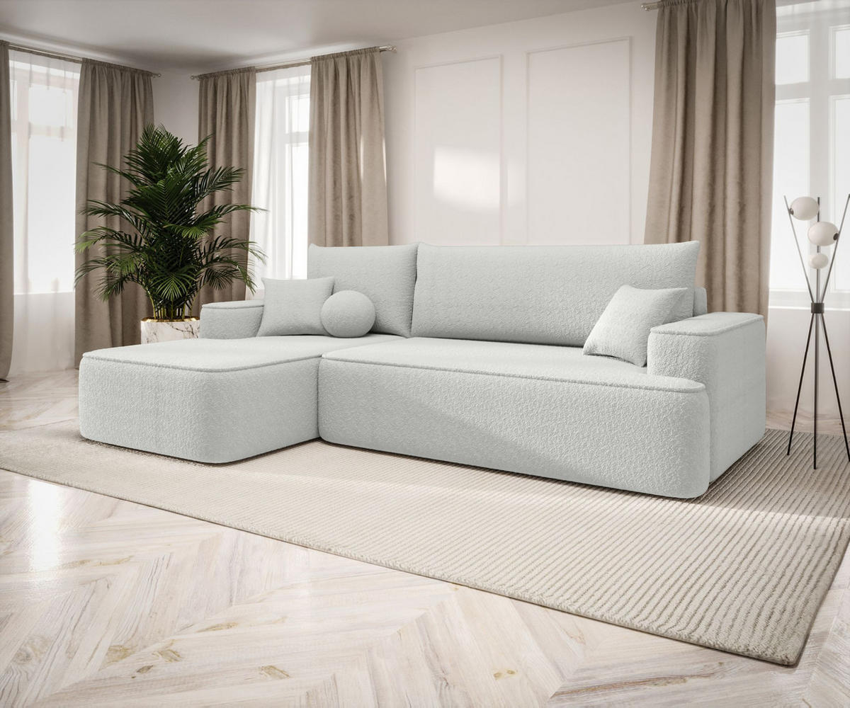 ECKSOFA mit Schlaffunktion FIGO Quelle 01 Links - Weiß, Textil (250/150cm) - Bedante