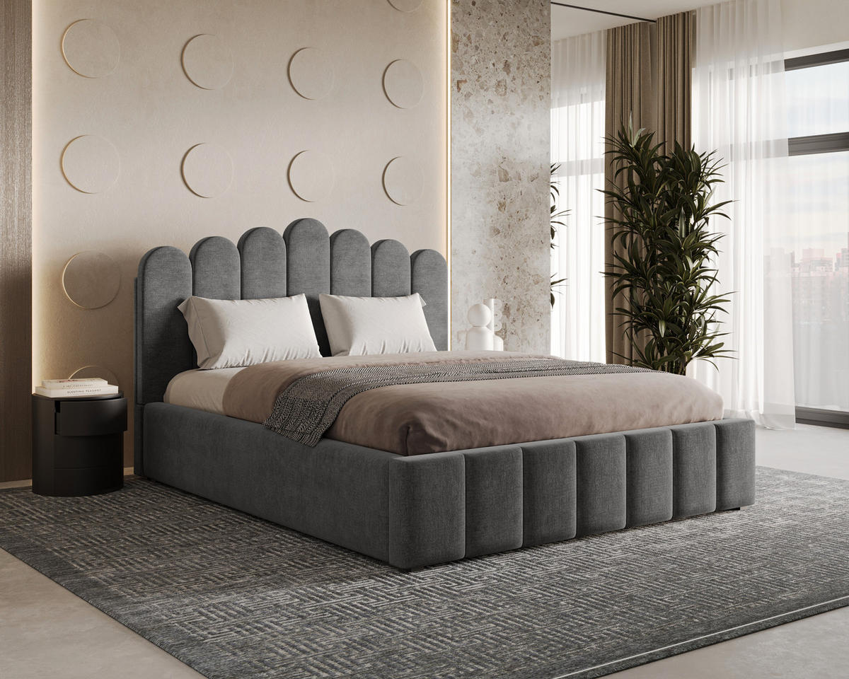 POLSTERBETT 03 140 x 200 cm – Tresor – Bett mit Gasdruckfedern und Stauraum - Dunkelgrau, Holz (140/200cm) - ROYAL24_MARKT