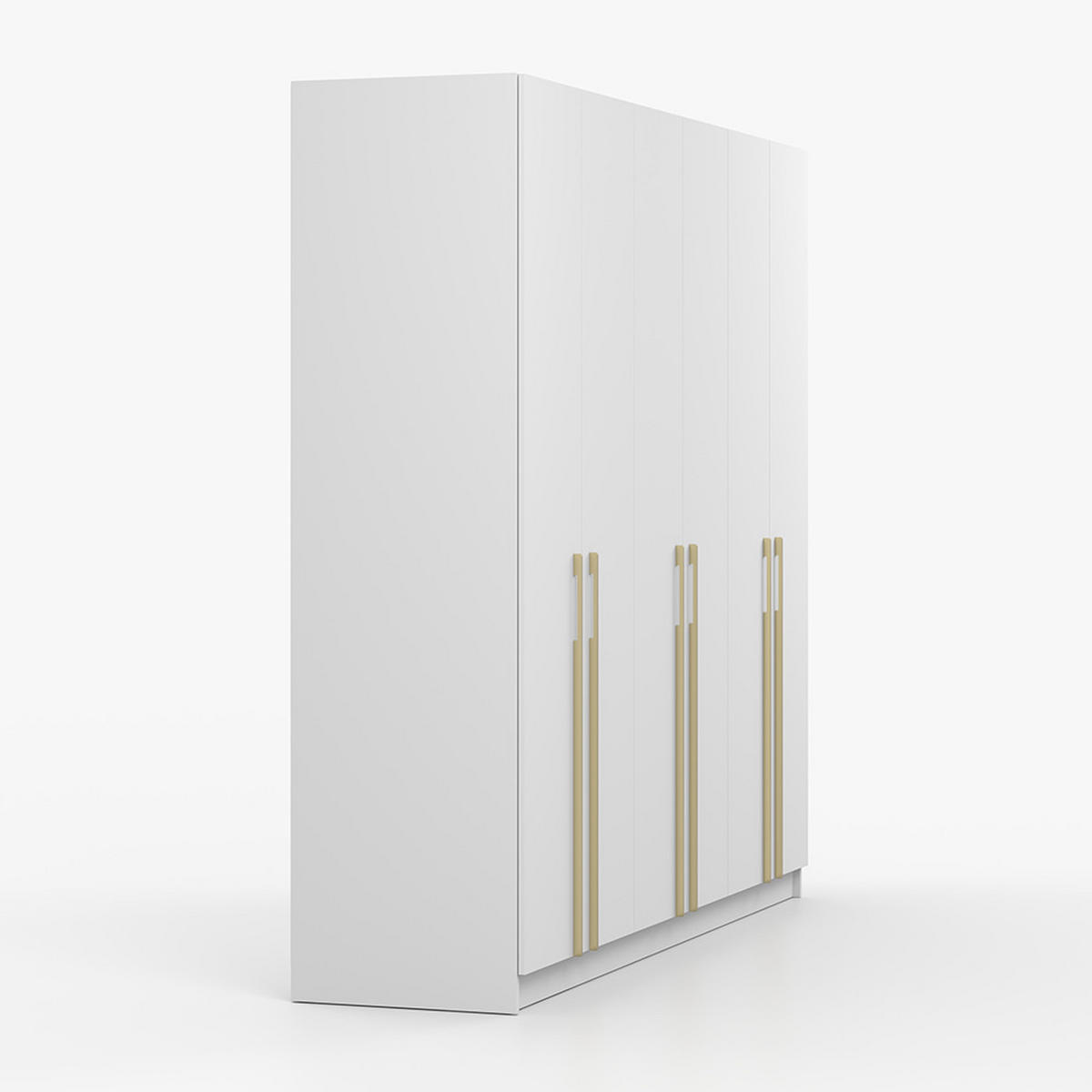 DREHTÜRENSCHRANK ROSA 6D 230/210/57 cm 6-türig Weiß - Goldfarben/Weiß, Holzwerkstoff/Metall (230/57/210cm) - imoebel24