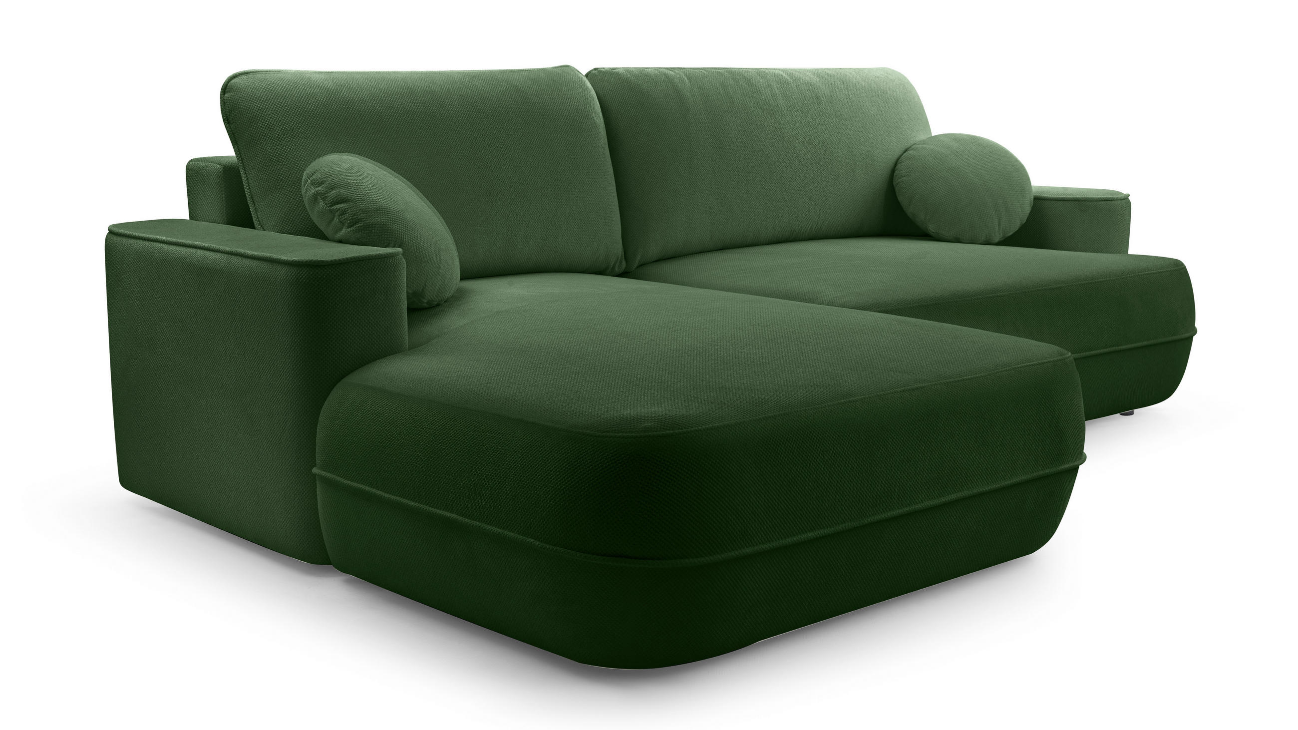 ECKCOUCH L Form Peoni Grün 267/168/87 cm mit Schlaffunktion L - Schwarz/Grün, Kunststoff/Textil (168/267cm) - AX Living