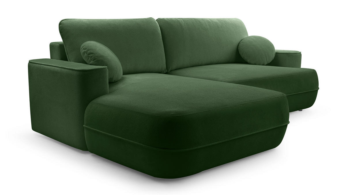 ECKCOUCH L Form Peoni Grün 267/168/87 cm mit Schlaffunktion L - Schwarz/Grün, Kunststoff/Textil (168/267cm) - AX Living