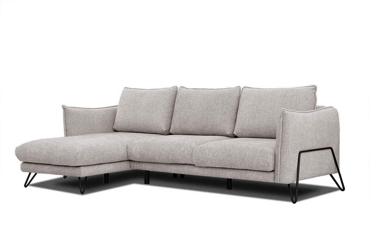 ECKSOFA HOSTEN 4-Sitzer, beige - Beige/Schwarz, Holzwerkstoff/Textil (158/269cm) - Courtois Laville