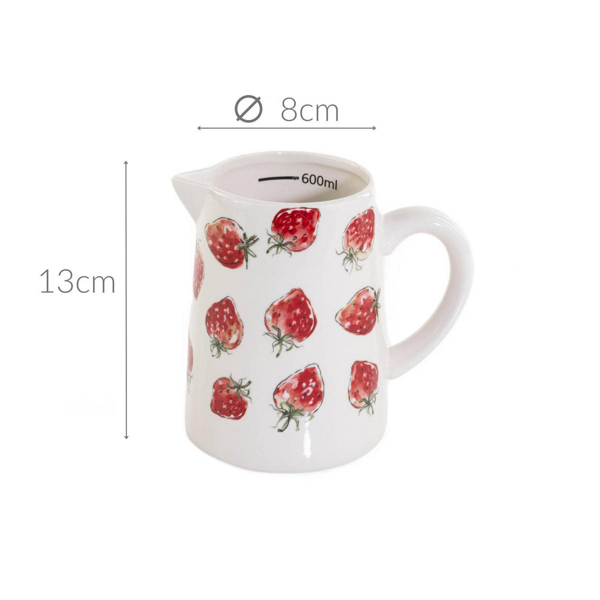 KRUG Keramik Strawberry 500 ml - Rot/Weiß, Keramik (15L) - Boltze Home