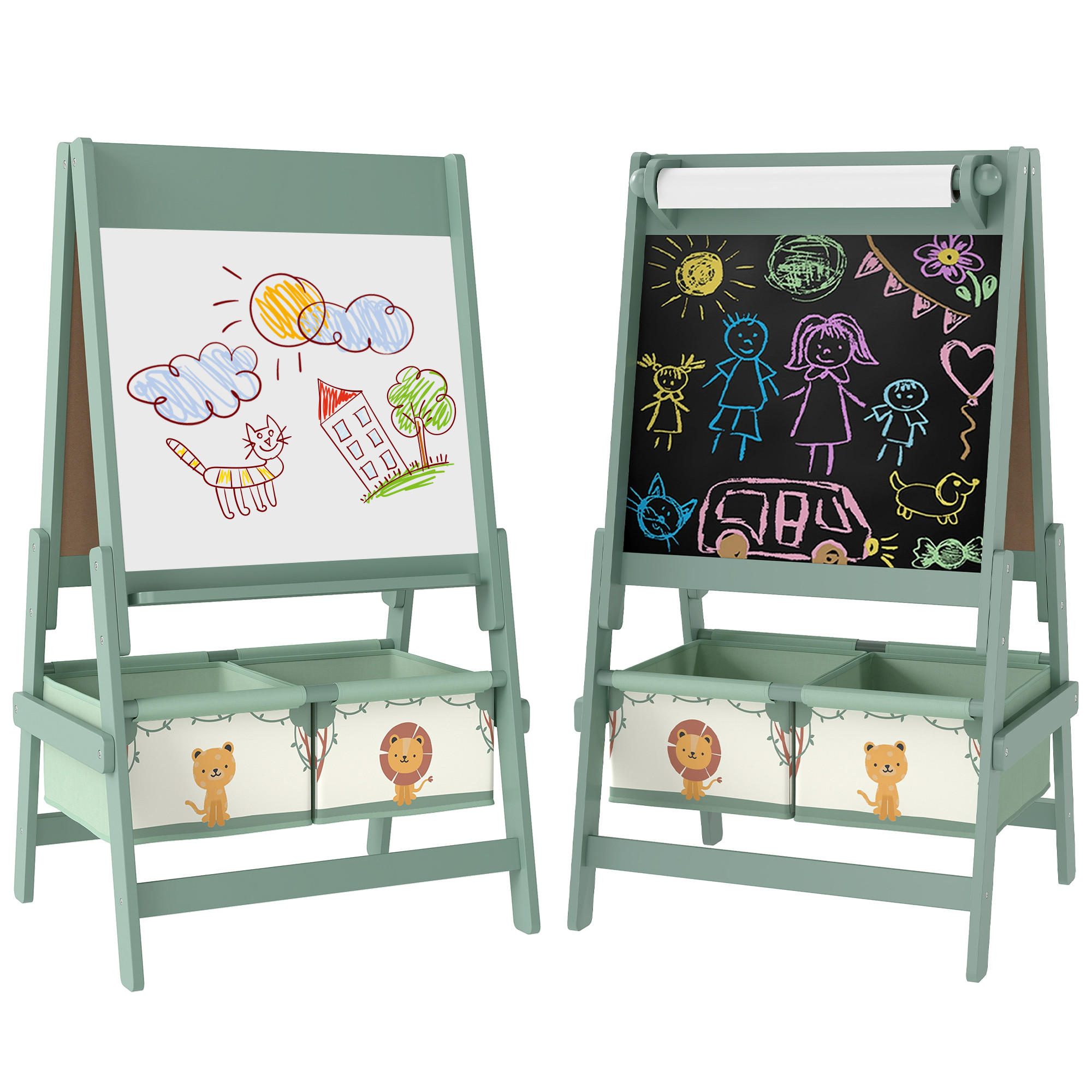 MALTAFEL DE-18200 3-in-1 mit Papierrolle Grün - Grün, Holzwerkstoff (46/94/54cm) - ComfortXL