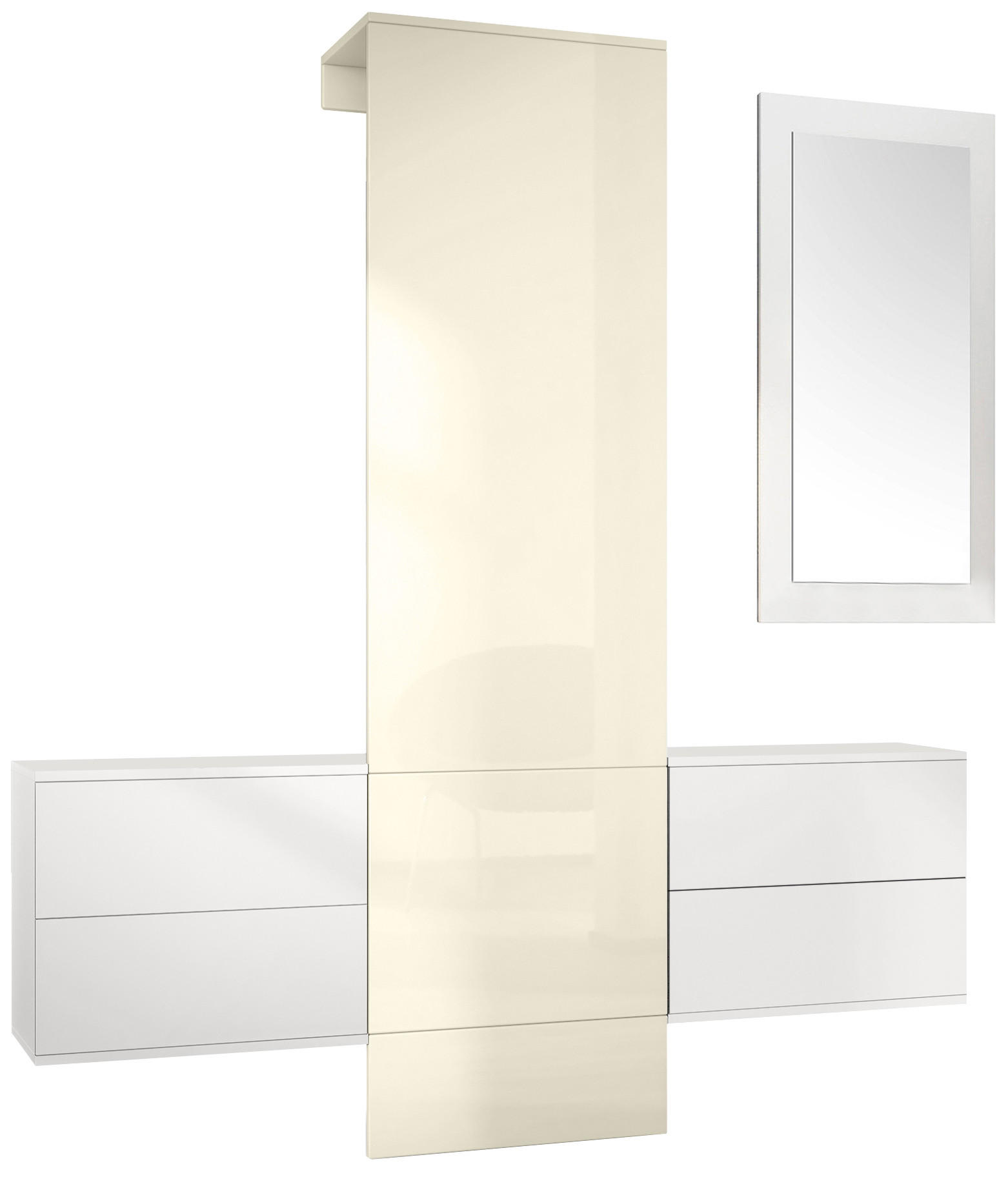 GARDEROBE Carlton Paneel in Creme Hochglanz - Creme, Holzwerkstoff (157/193/35cm) - Vladon