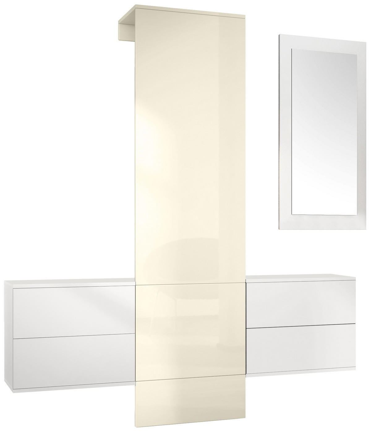 GARDEROBE Carlton Paneel in Creme Hochglanz - Creme, Holzwerkstoff (157/193/35cm) - Vladon
