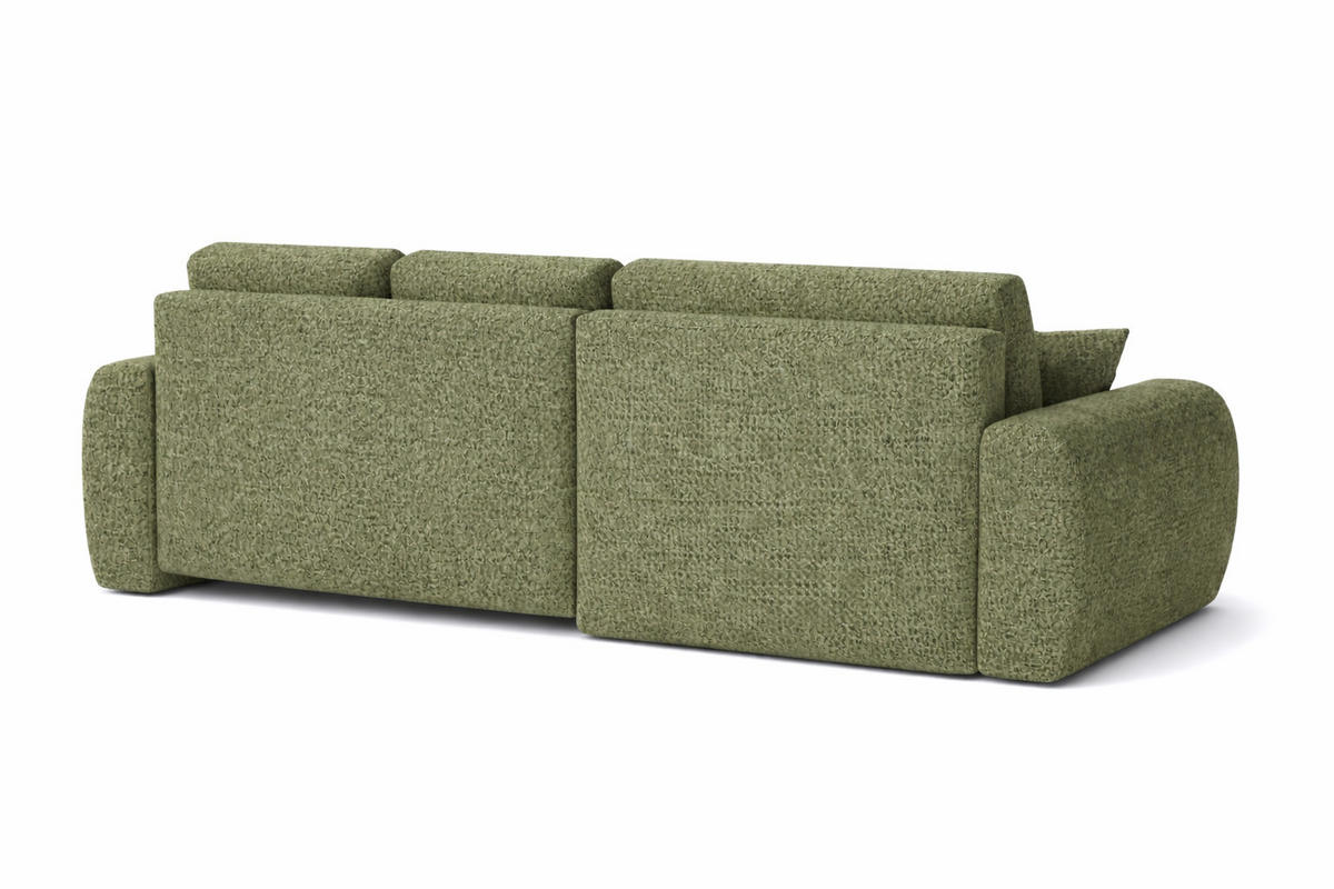 ECKSOFA Mit Schlaffunktion Und Bettkasten L-Form Ivo L, Chenille-Stoff Artico, Moss, Rechts - Grün, Holz (250/142cm) - Kaiser Möbel