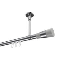 INNENLAUF-GARDINENSTANGEN-SET Sonette Tanara 420 cm (geteilt in 3 x 140 cm), 1-läufig, 20 mm Ø Chrom - Chromfarben/Weiß, Metall (420cm) - INTERDECO