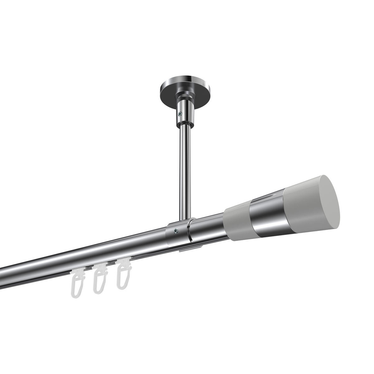INNENLAUF-GARDINENSTANGEN-SET Sonette Tanara 420 cm (geteilt in 3 x 140 cm), 1-läufig, 20 mm Ø Chrom - Chromfarben/Weiß, Metall (420cm) - INTERDECO