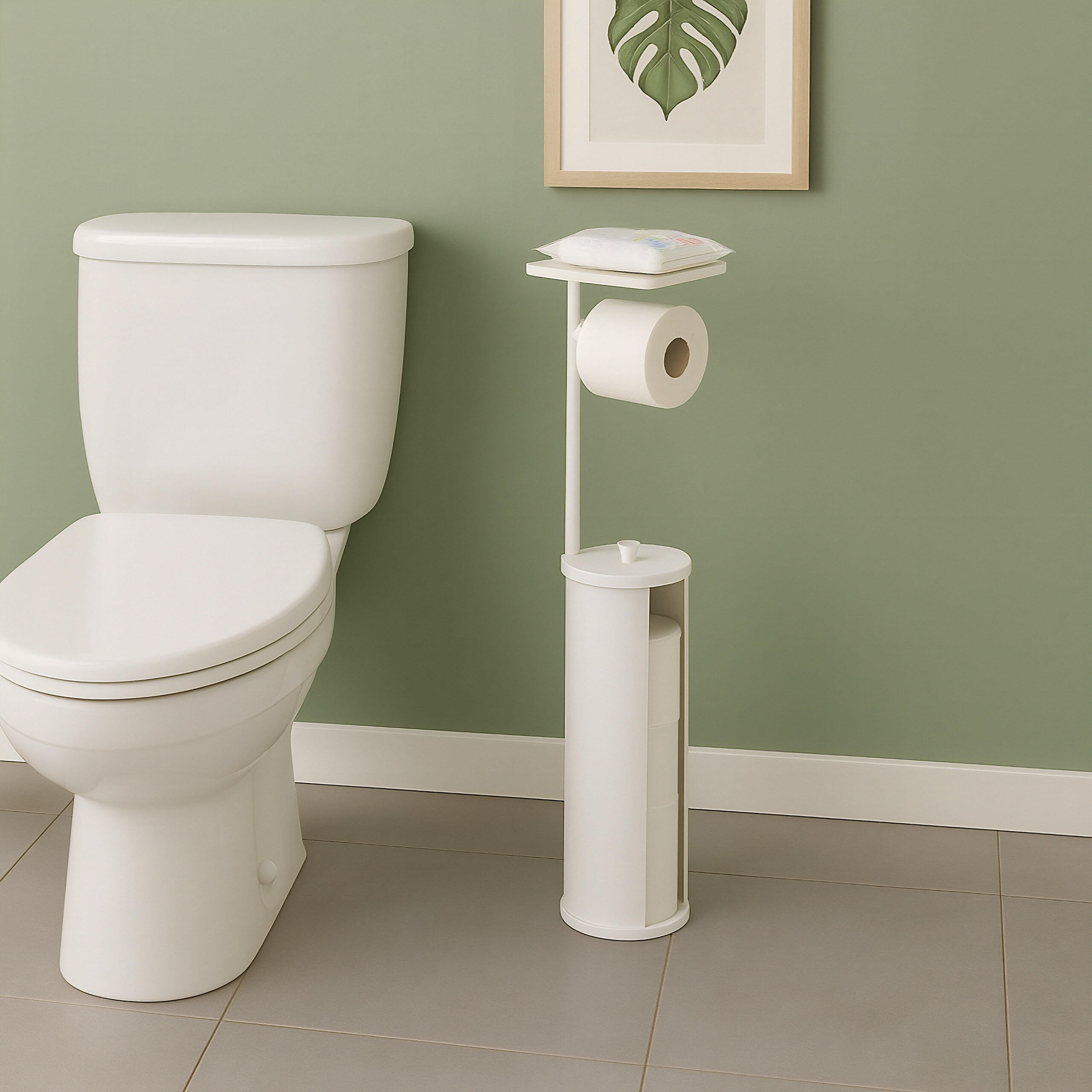 TOILETTENPAPIERHALTER - Weiß, Kunststoff/Metall (22/91/14cm) - Relaxdays