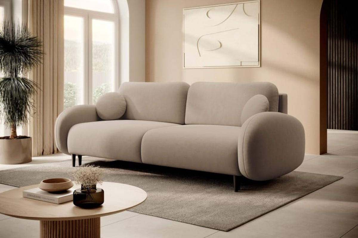 SOFA Beige SOFTI Mit Schlaffunktion - Beige, Textil (232/95/109cm) - Sepro Meble