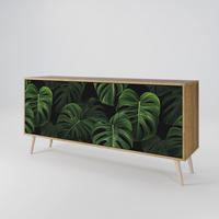 SIDEBOARD INFINITE MONSTERA, Eicheneffekt, 164,5x42x77,5 cm, 3 Türen - Eichefarben/Buchefarben, Holzwerkstoff/Buchenholz (164.5/77.5/42cm) - SpaceRebels