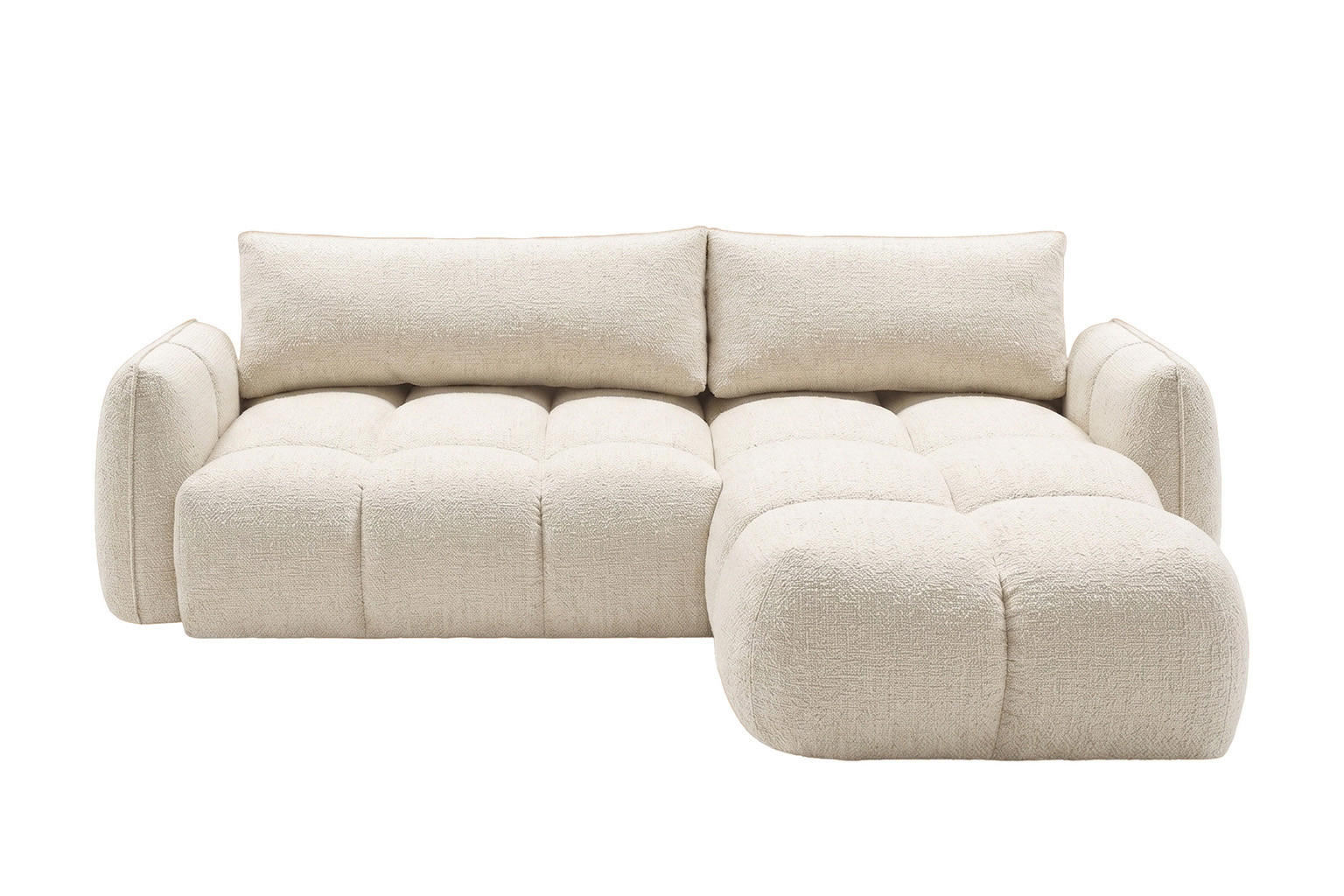 ECKSOFA L-Form Mit Schlaffunktion, Chenillestoff Puente, Ecru, Rechts, BELVEDER L - Ecru, Holz (250/168cm) - Kaiser Möbel