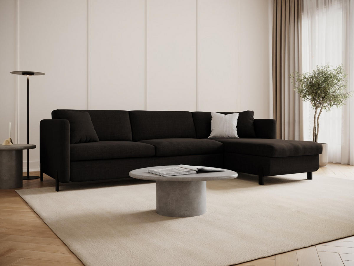 ECKSOFA ausklappbar rechts mit Container Gloria aus strukturiertem Stoff dunkelgrau 4 Sitzplätze - Dunkelgrau, Textil (170/260cm) - Micadoni