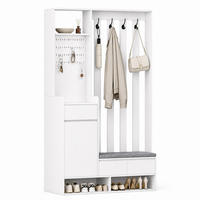 FLURGARDEROBE mit Sitzbank 100 x 35 x 180 cm MDF Weiß - Weiß, Holzwerkstoff (35/180/100cm) - Beauniv