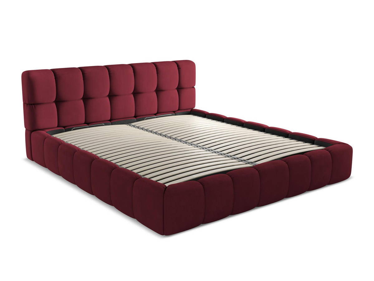 POLSTERBETT mit Bettkasten und Lattenrost 200x228 Rot - Rot/Weinrot, Kunststoff/Textil (180/200cm) - Makamii