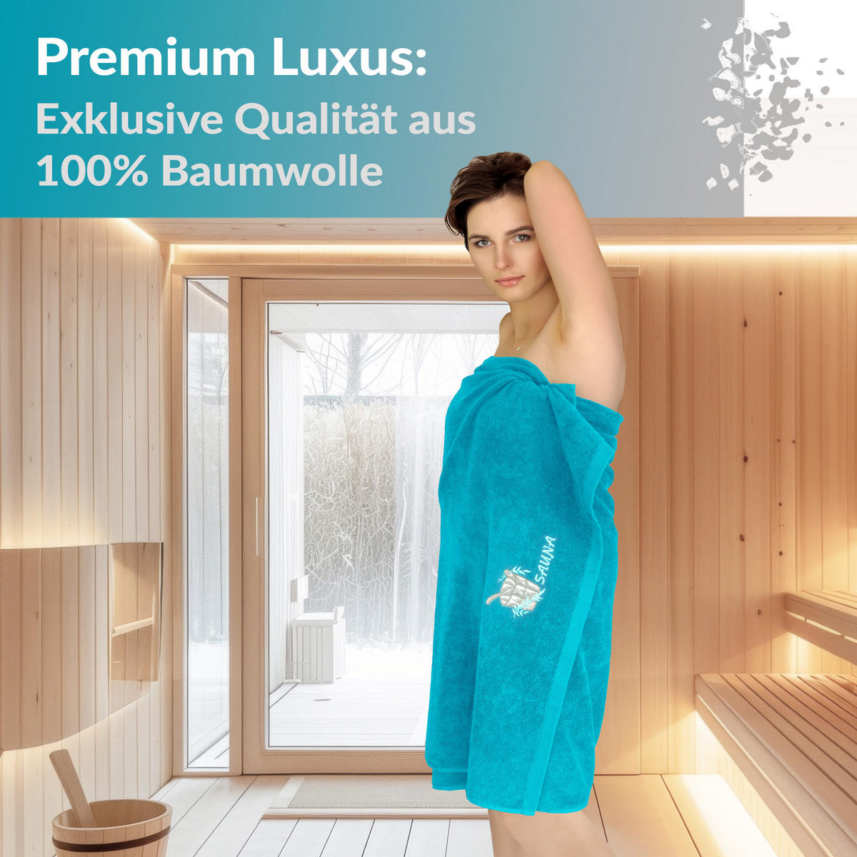 SAUNATUCH Lillby Aquamarin Blau 100x200 cm - Blau, Textil (100/200cm) - Lashuma