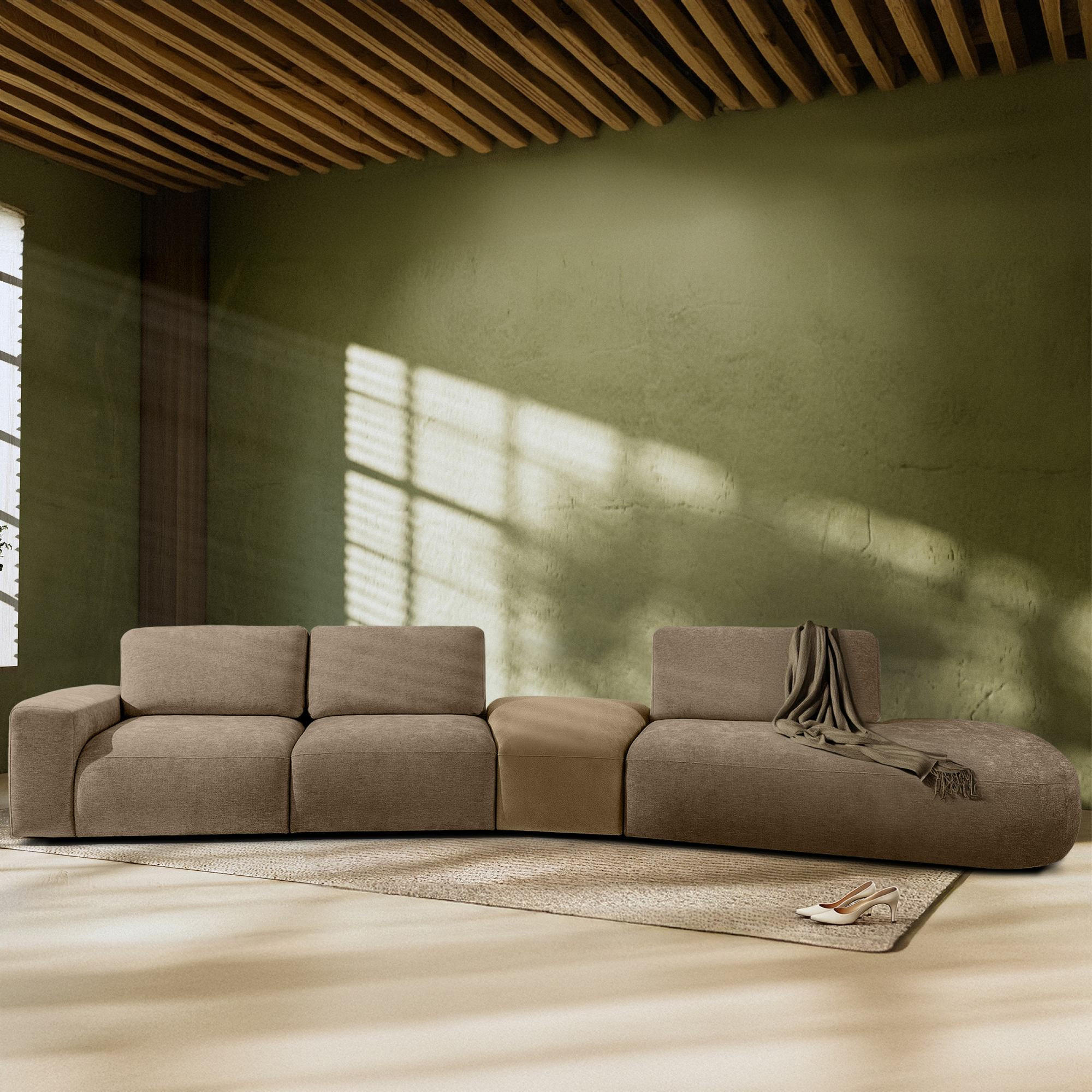 Thumbnail - Konsimo® 5-Sitzer, Beige, Textil, L-Form, 430x84x105 cm, Wohnzimmer, Sofas & Couches, Sofas, Bigsofas