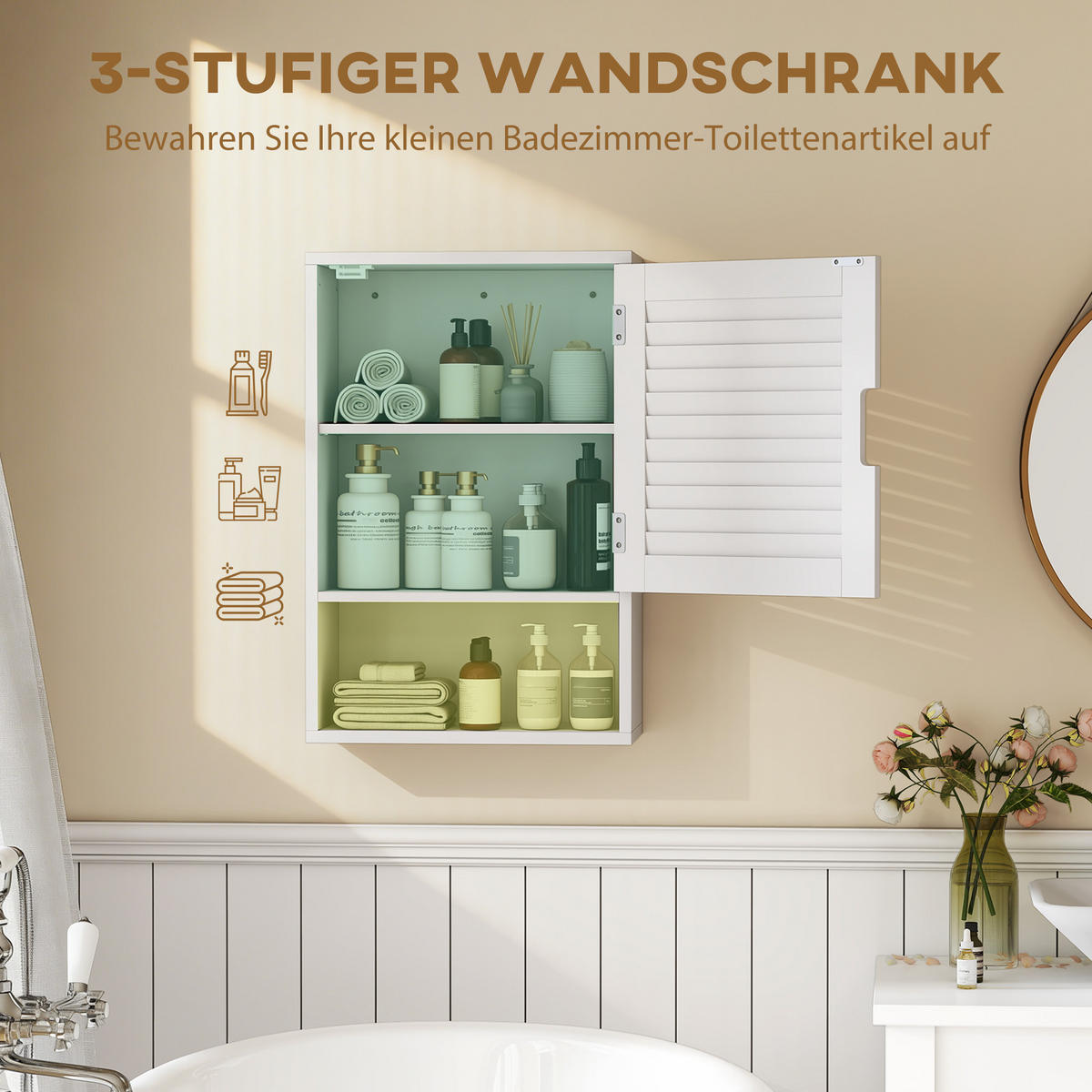 BADEZIMMERSCHRANK Weiß 20.0/40.0/60.0 cm - Weiß, Holzwerkstoff (40/60/20cm)