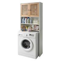 WASCHMASCHINENSCHRANK Weiß Natur 2 Türen 185,5 cm - Weiß, Holzwerkstoff (65/185.5/24cm) - Relaxdays