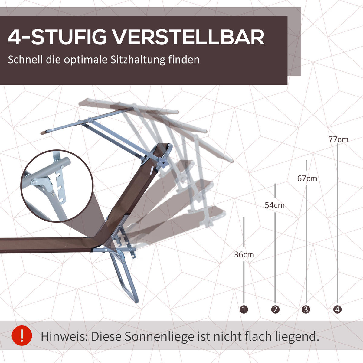 SONNENLIEGE mit Sonnenschutz, Braun - Braun, Metall (58/36/187cm) - Outsunny