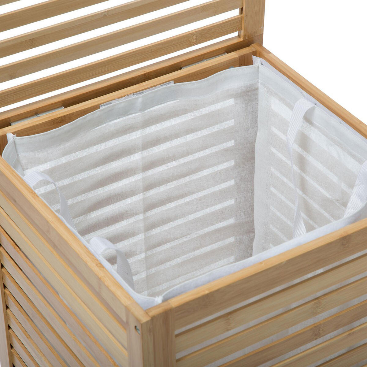 WÄSCHEBOX Sicela, mit Einsatz, Bambus, Polyester, 58 cm - Braun, Holz (40/38/58cm) - 5five Simply Smart