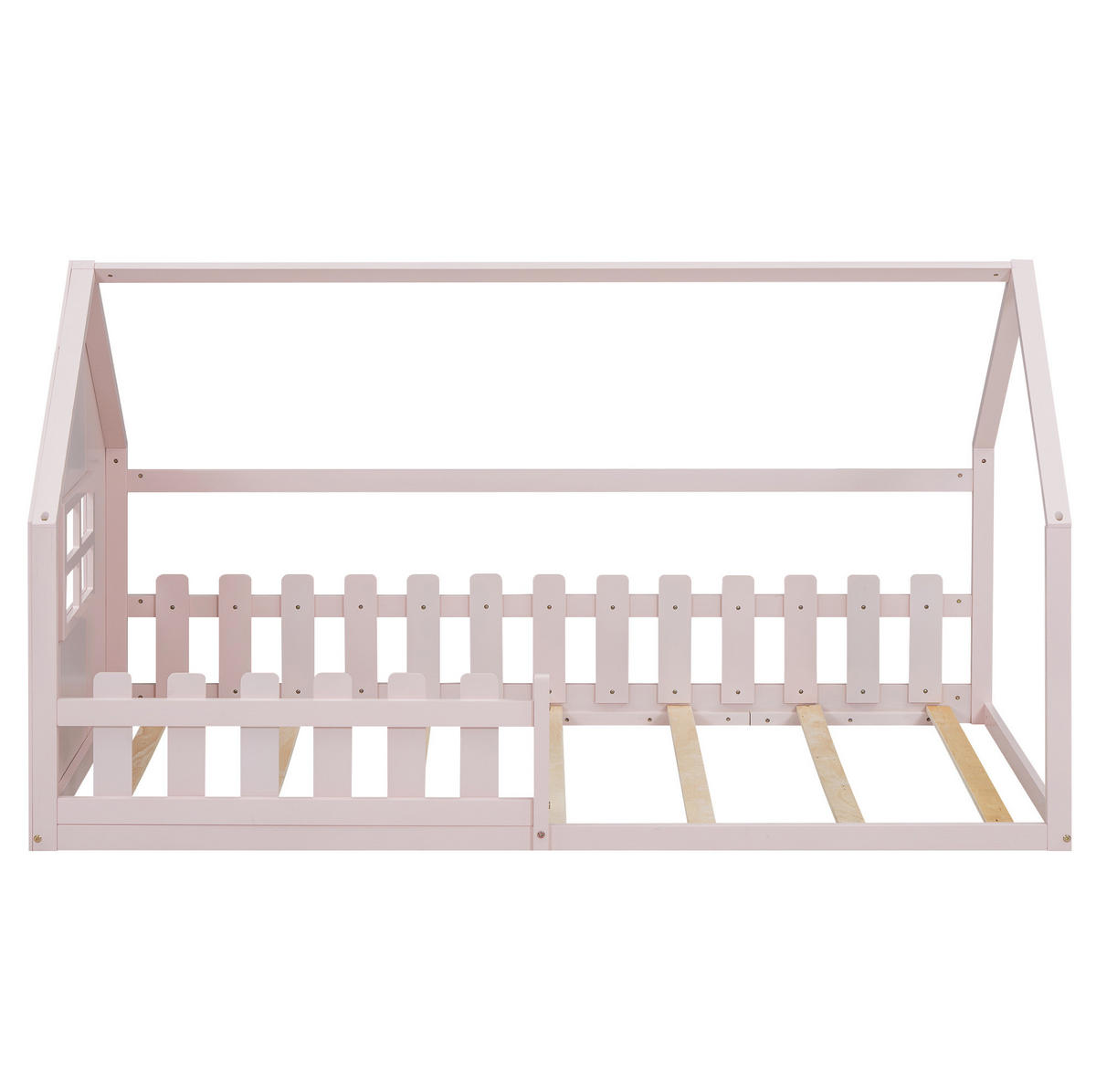 KINDERBETT 90/200 cm in Hausform aus Kiefer und MDF, Rosa - Rosa, Holzwerkstoff (90/200cm) - Redom
