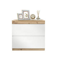 ESSTISCH in Weiß/Eicheoptik mit 2 Schubladen,55/40/55 cm - Eichefarben, Holzwerkstoff (55/40/55cm) - Flora Grace