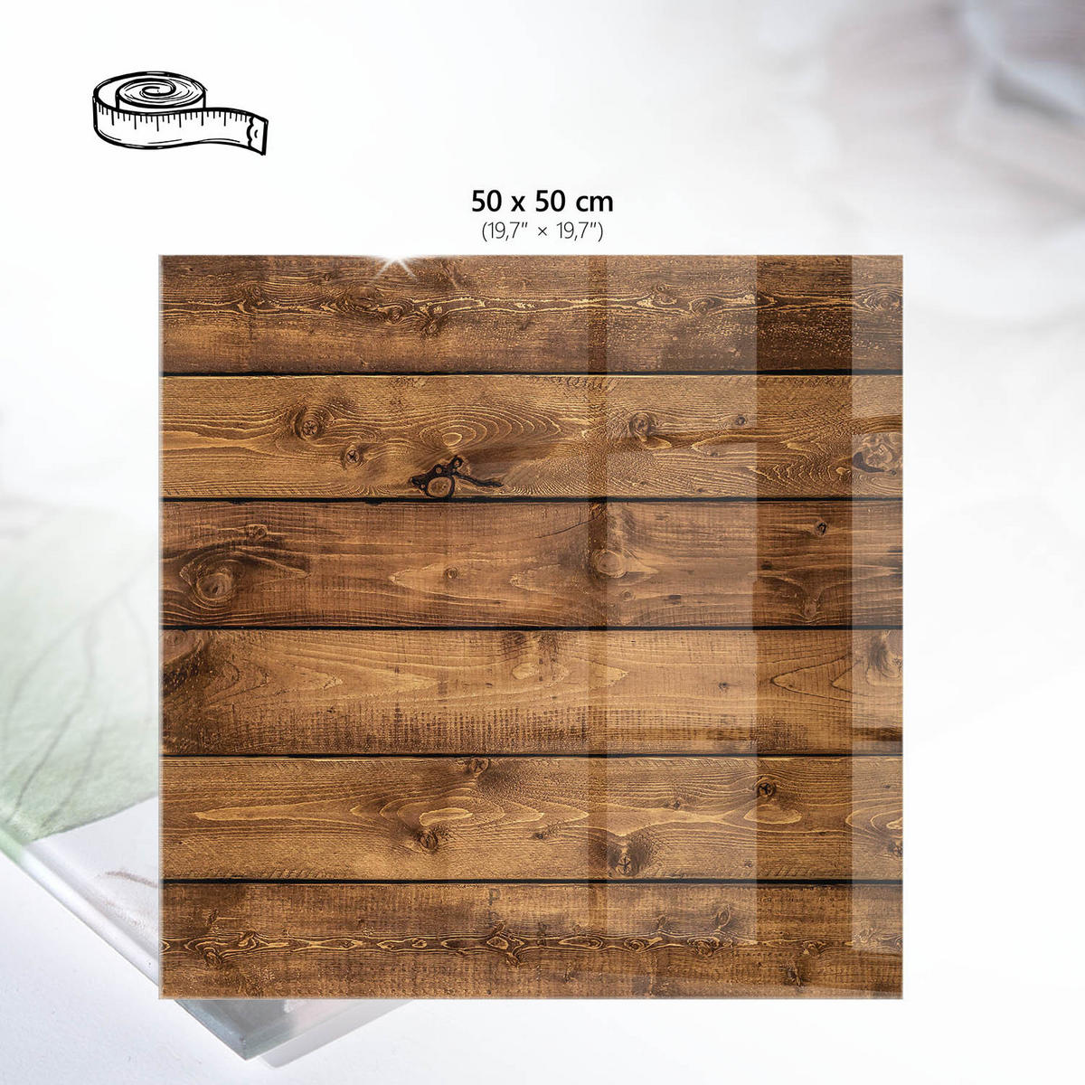 TISCHPLATTE 50x50 cm – Holzbretter - Grau, Glas (50/50/0.4cm) - Wallfluent