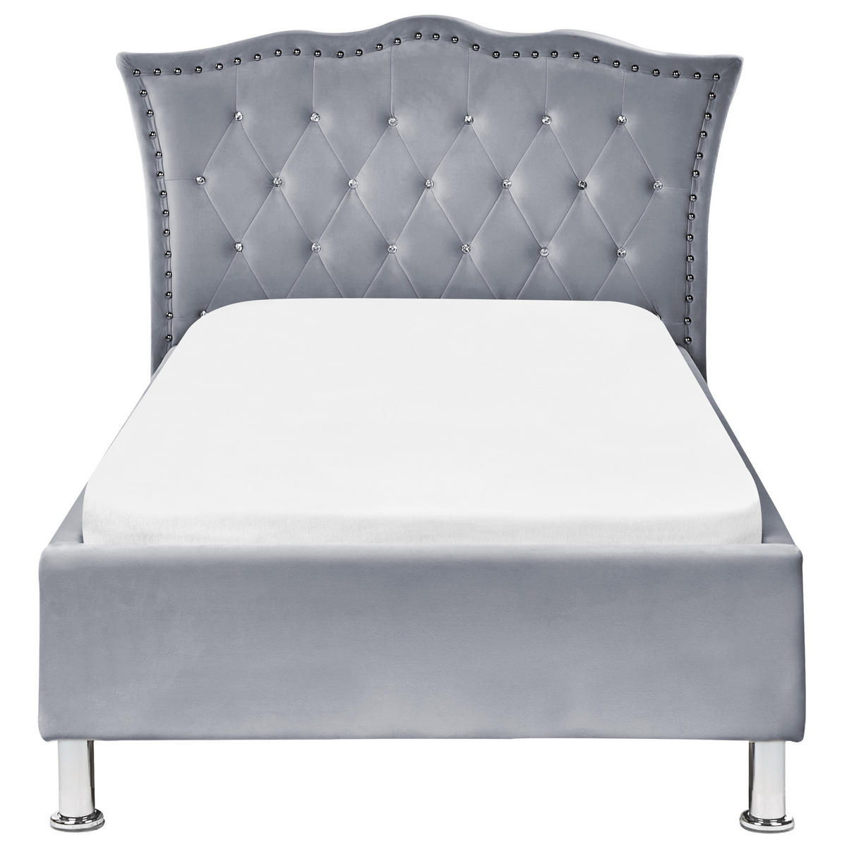 BETT 90/200cm Grau Metz - Grau, Textil (90/200cm) - Beliani