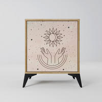 SIDEBOARD DELICATE BEAUTY, Eichefarben, 57,5x42x70,5 cm, Schwarze Metall-Sternfüße - Eichefarben/Multicolor, Holzwerkstoff/Metall (57.5/70.5/42cm) - SpaceRebels
